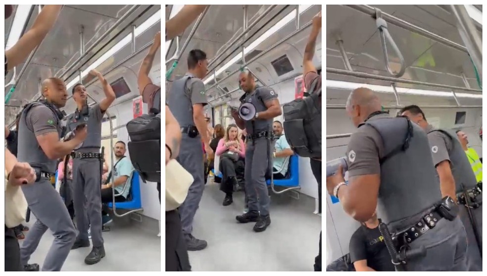 Seguranças de trem viralizam dançando Bruno Mars em São Paulo — Foto: Reprodução/Twitter