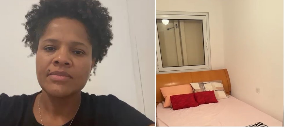 Roseane Souza dos Santos mostra o bunker que tem dividido com outros brasileiros em Bnei Brak, cidade que fica a 15 minutos da capital Tel Aviv. — Foto: Reprodução