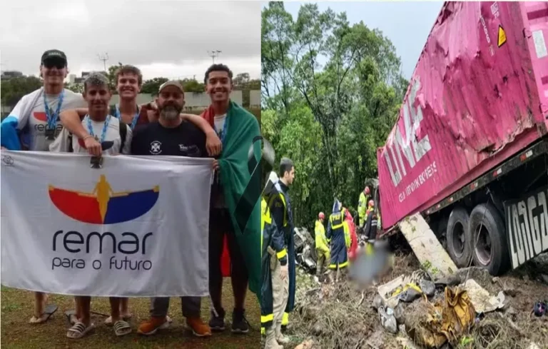 Oito integrantes de time de remo e motorista perdem a vida após carreta tombar sobre van no Paraná