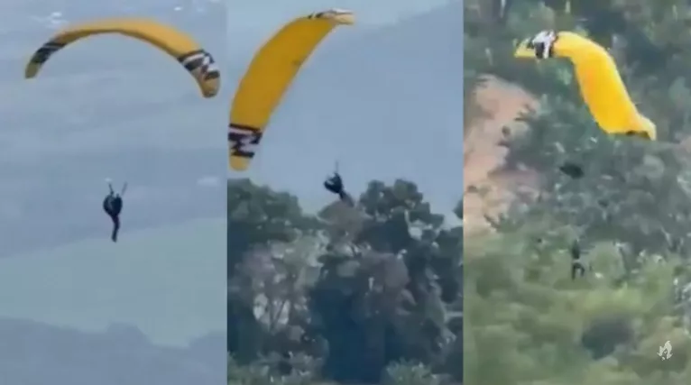 Turista morre ao despencar de parapente e momento desesperador é registrado