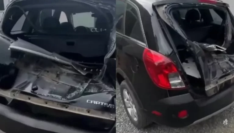 Carro é atingido por hélice de helicóptero que caiu perto do Beto Carrero World