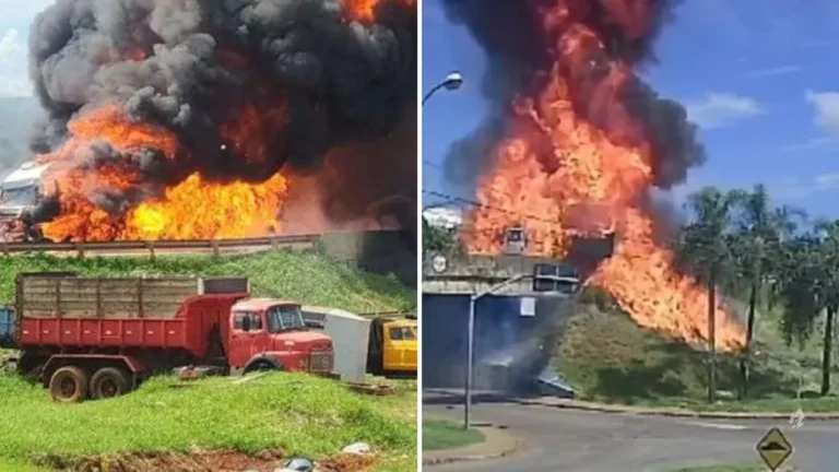 Vídeo: Caminhão-tanque explode em acidente e fumaça de incêndio toma conta de rodovia do Paraná