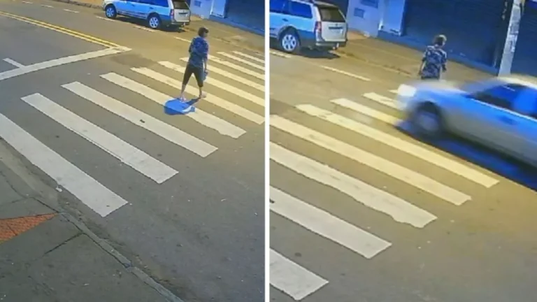 Idosa é atropelada quando terminava de atravessar a faixa de pedestre; vídeo forte