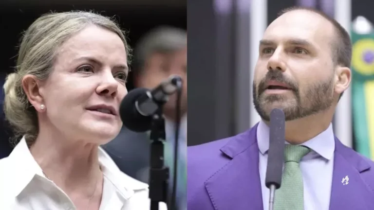Eduardo Bolsonaro “está mentindo” e “é medroso”, afirma Gleisi