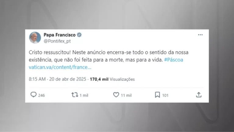 Veja a última mensagem publicada pelo papa Francisco