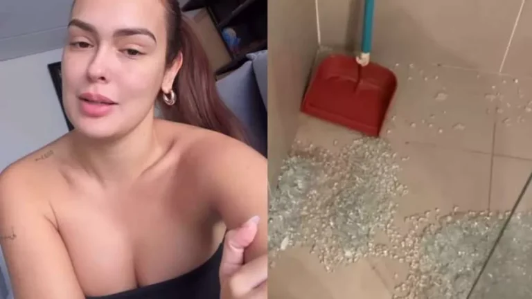 Grave! Ex-BBB Larissa Santos leva 14 pontos após box do banheiro estourar