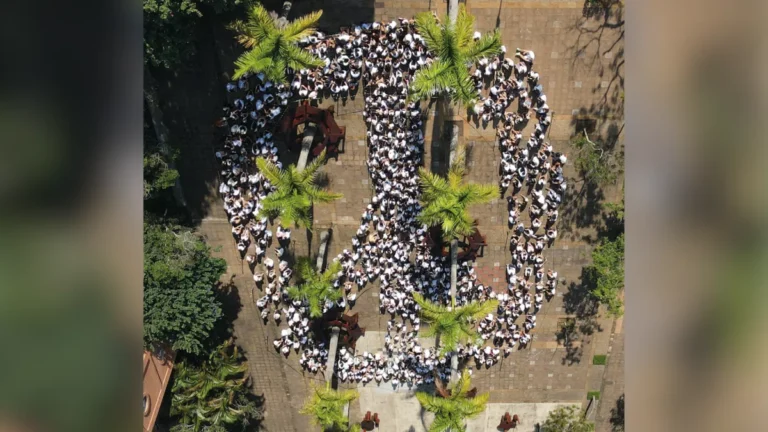Com símbolo da paz, colégio de SP relembra 80 anos do fim da Segunda Guerra