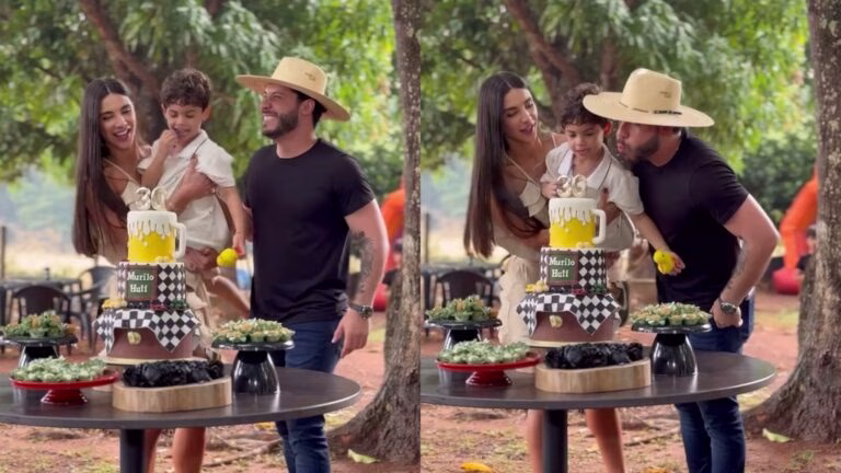 Murilo Huff comemora 30 anos ao lado de Versiani e filho, Leo; veja fotos