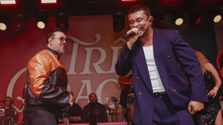 Belo e Xamã animam público da festa de lançamento de “Três Graças”; veja