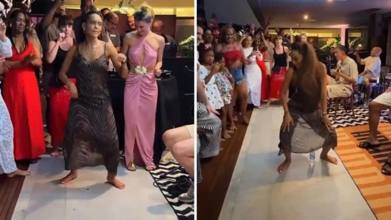Taís Araújo dança e desce “na boquinha da garrafa” em festa de “Vale Tudo”