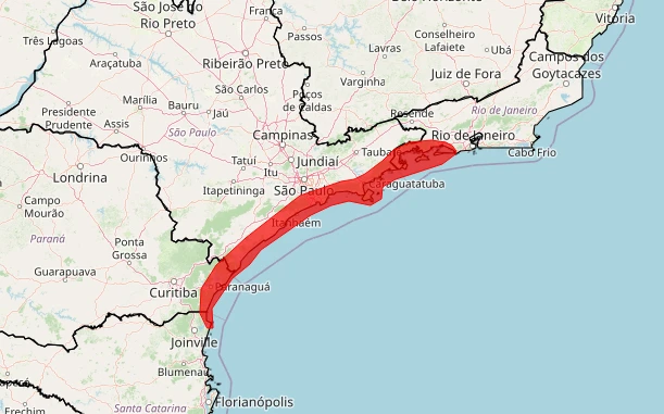 Inmet emite alerta vermelho para tempestade no litoral de SP