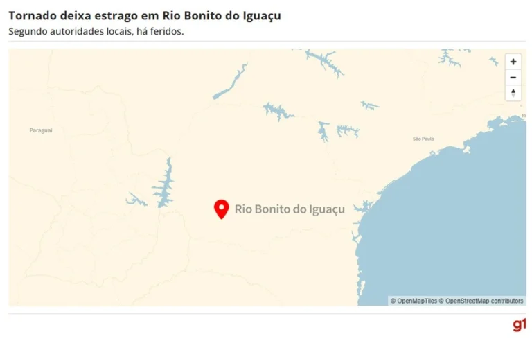 Tornado causa destruição e deixa feridos em Rio Bonito do Iguaçu, no Paraná