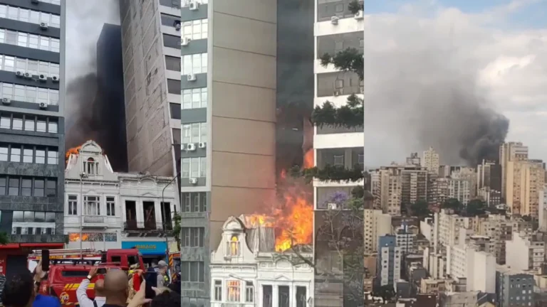 RS: Prédios atingidos por incêndio começam a ser demolidos em Porto Alegre