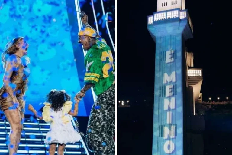 Léo Santana e Lore Improta fazem chá revelação durante show: Foi mágico