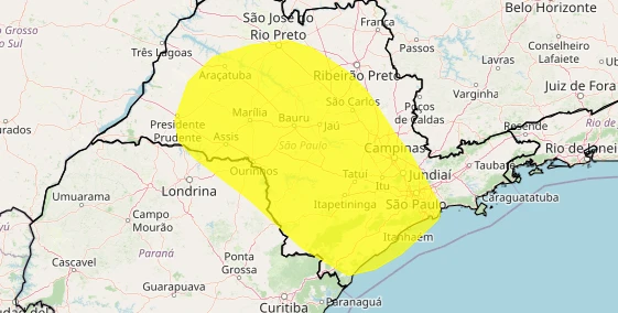 São Paulo tem novo alerta de vendaval para esta quarta-feira (17)