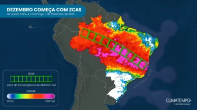 Zona de Convergência do Atlântico Sul provoca chuva intensa em 5 estados