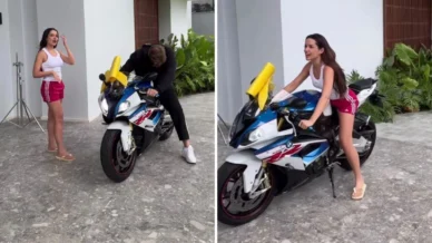 Juliette é surpreendida pelo noivo com moto de R$ 140 mil; assista