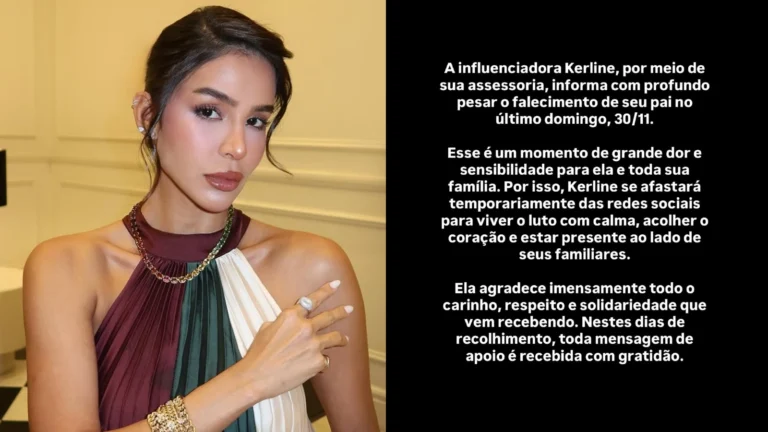 Ex-BBB Kerline anuncia que se afastará das redes sociais após morte do pai