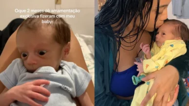 Jovem viraliza ao mostrar antes e depois de bebê com amamentação exclusiva: Outra criança