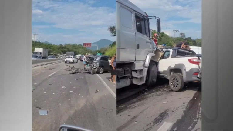 Carreta perde freio descendo serra e bate em 16 carros no RJ