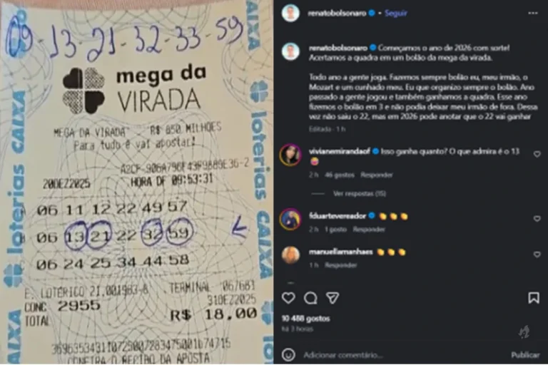 Bolão da família Bolsonaro acerta quadra na Mega da Virada e vira assunto nas redes