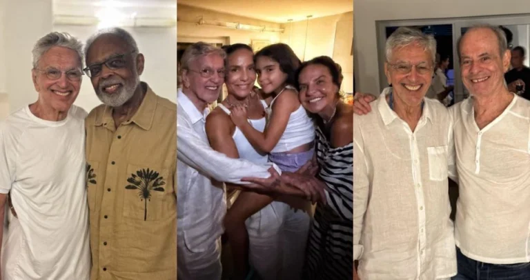 Caetano Veloso posa com Gilberto Gil, Ivete e Ney Matogrosso na Bahia