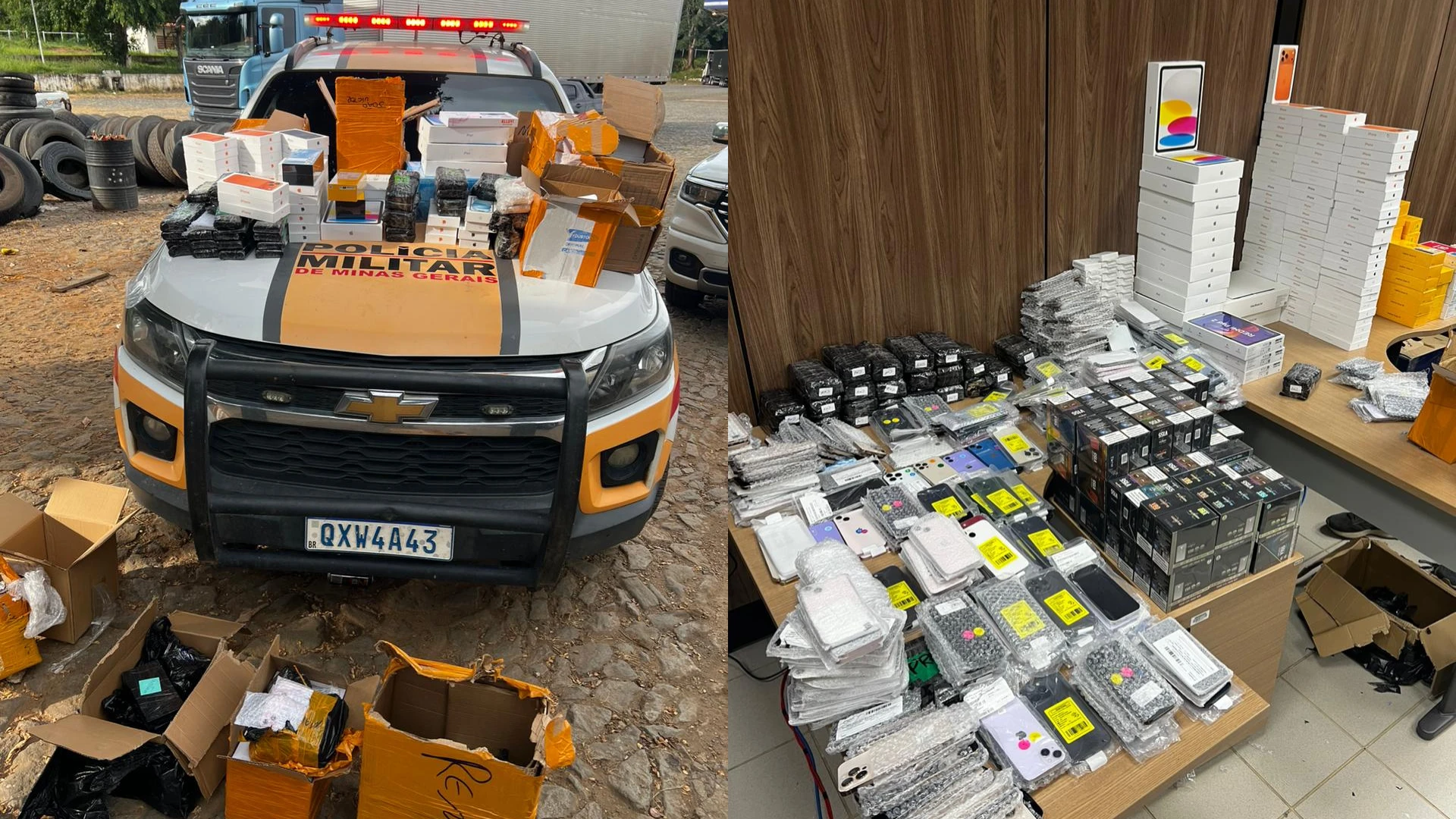 PM apreende mercadoria sem nota fiscal avaliada em R$ 5 milhões em MG