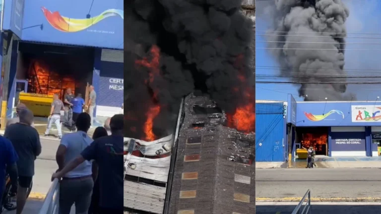 Vídeo: incêndio atinge loja de tintas em Santo André, no ABC Paulista