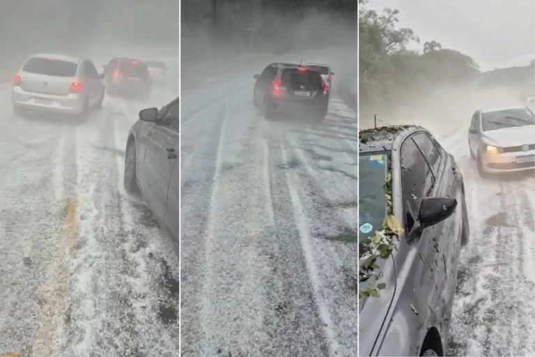 VÍDEO: Granizo cobre estrada e interrompe percurso de motoristas no interior de SP: ‘Carro não ia, carro não voltava’