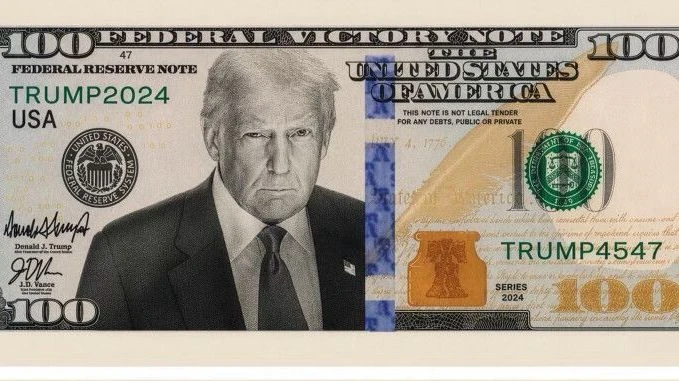 Trump publica imagem de nota de cem dólares com o próprio rosto