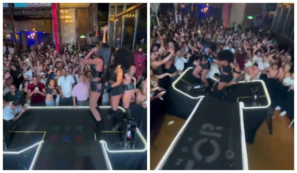 Palco cede durante show de Pocah em MG: 