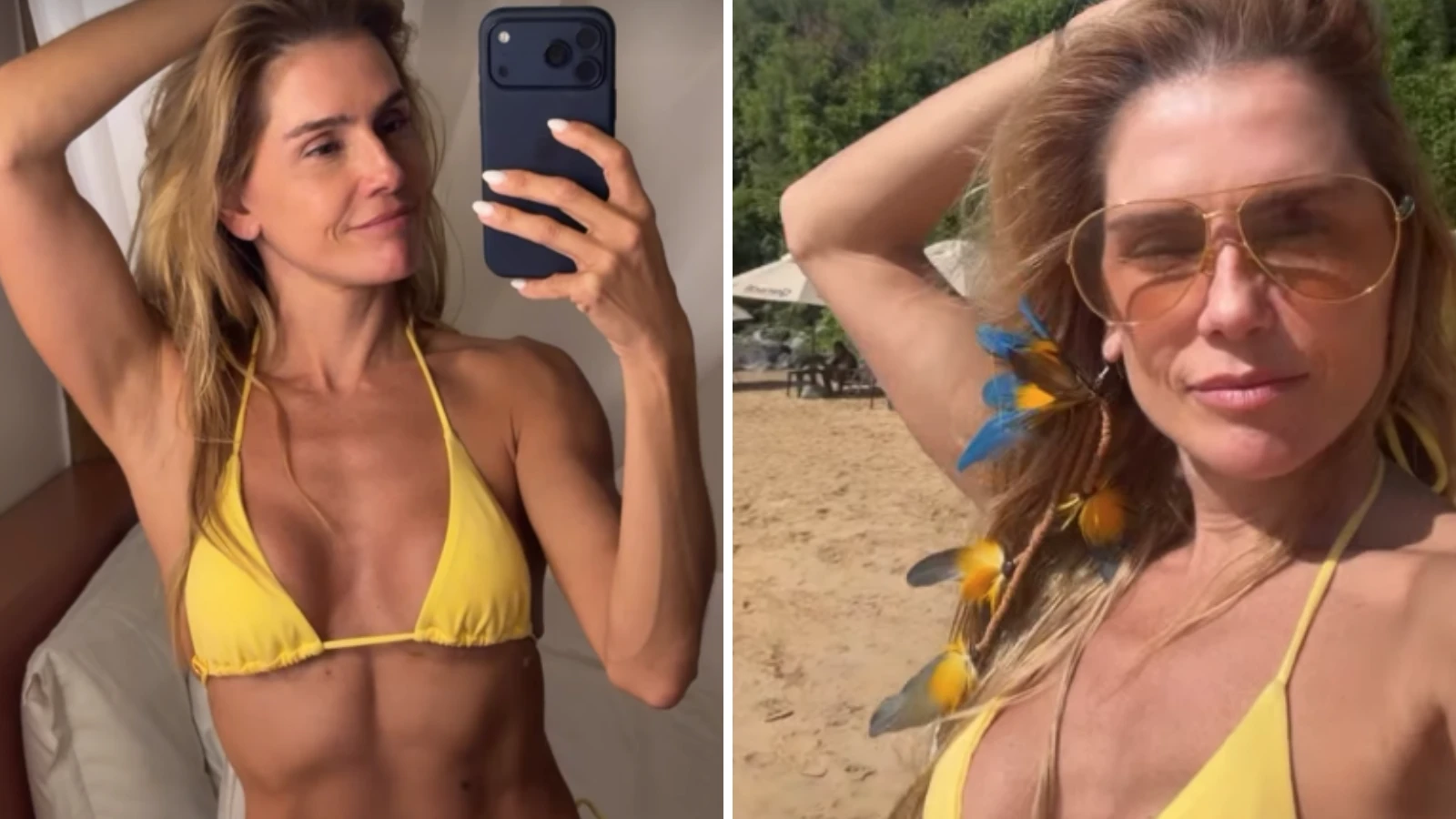 Deborah Secco exibe corpo malhado ao posar de biquíni após treino