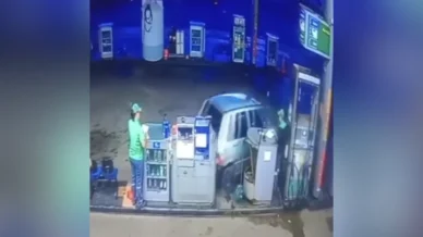 Vídeo: carro quase atropela frentista que trabalhava em posto na Bahia