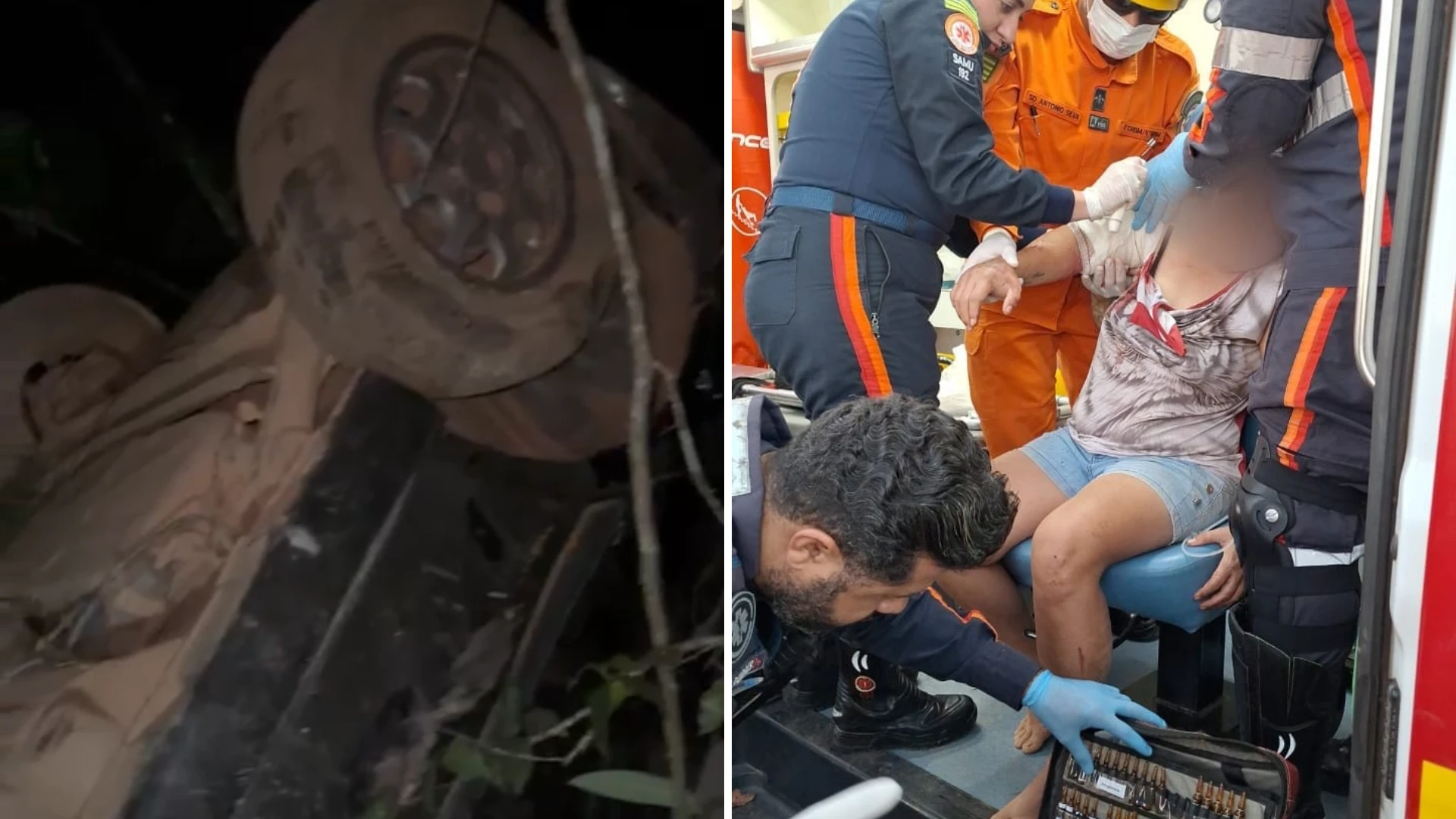 Casal sofre acidente e carro despenca em ribanceira de 50 metros em Goiás