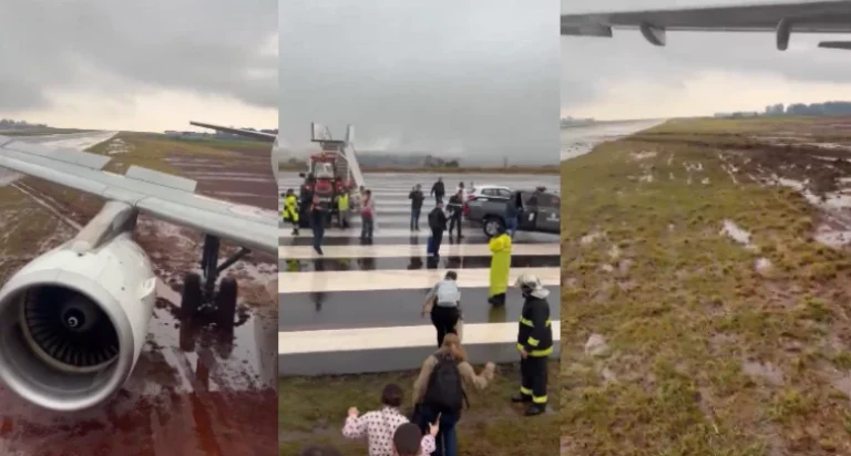 Avião com 151 pessoas a bordo sai da pista em aeroporto no Paraná