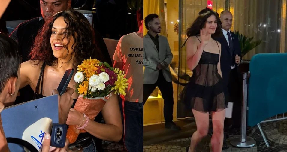 Rosalía atende fãs na porta de hotel no Rio de Janeiro antes de shows; veja